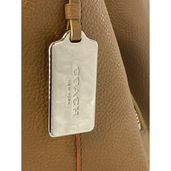 COACH 37721 LARGE BROWN, PINK PEBBLED LEATHER SHOULDER BAG - Picture 2 of 16